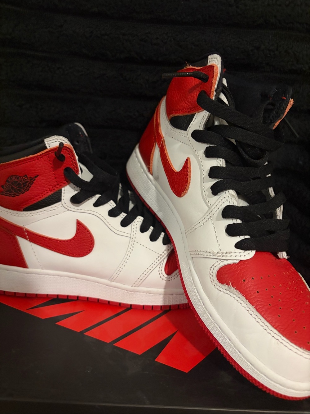 Jordan Inspired Youth Size 6 High-Top Sneakers in White/Red